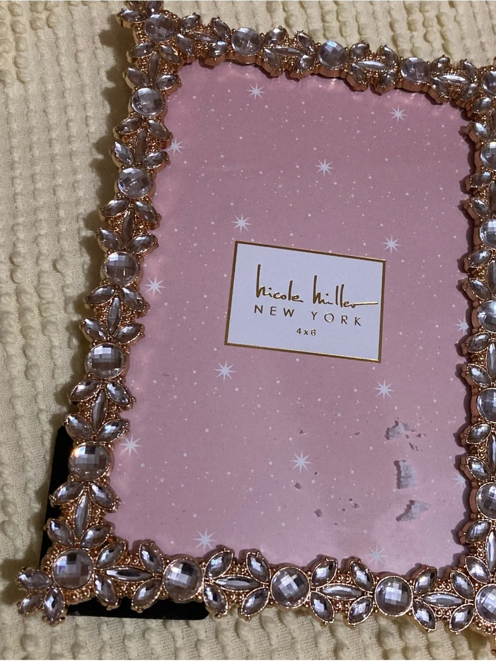 Pearl and Crystal Decorative Photo Frame Set - White and Rose Gold 4x6